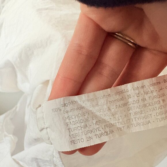 Zara Poplin Voluminous Short Sleeve Midi Dress White Size Medium - Picture 8 of 8